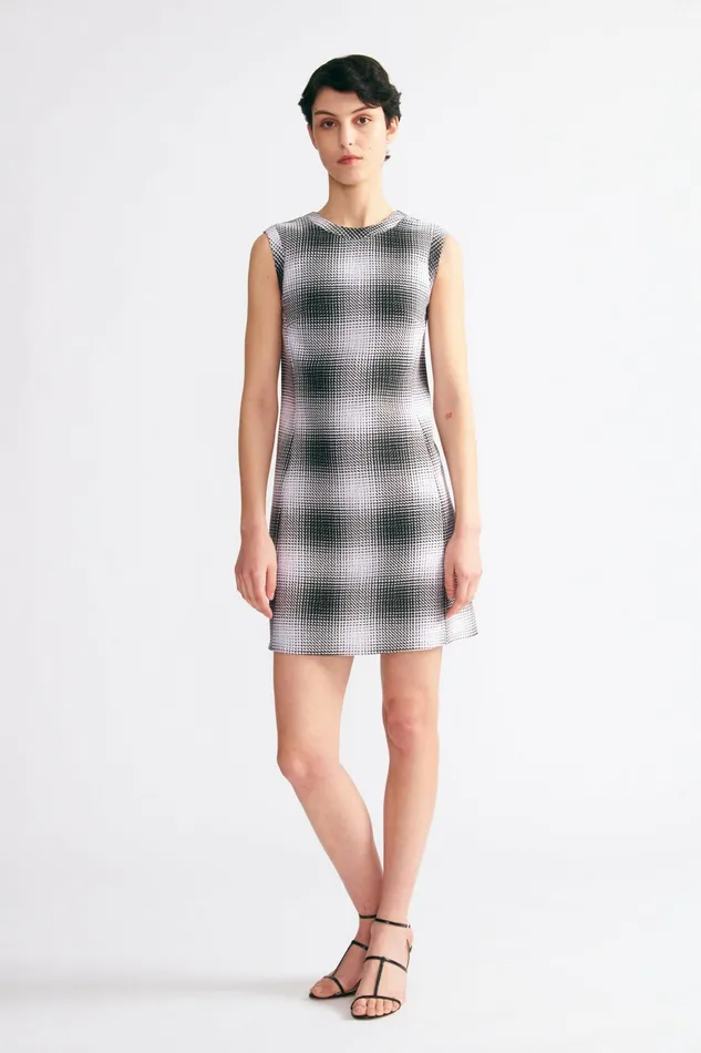 Emilia Wickstead Emmy Dress In Black and White Checked Cloque Women Dresses