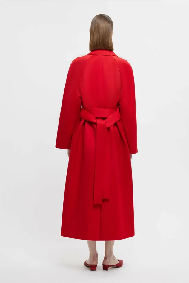 Emilia Wickstead Hasina Coat In Bright Red Doppio Satin Women Jackets And Coats