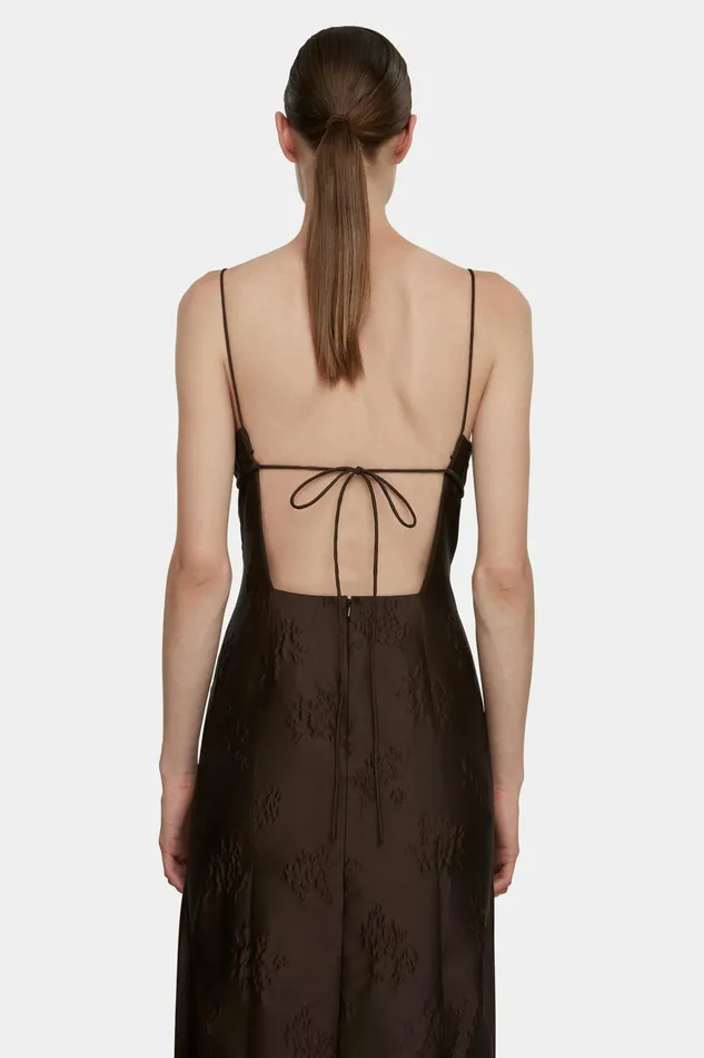 Emilia Wickstead Opal Dress In Brown Floral Jacquard Women Dresses