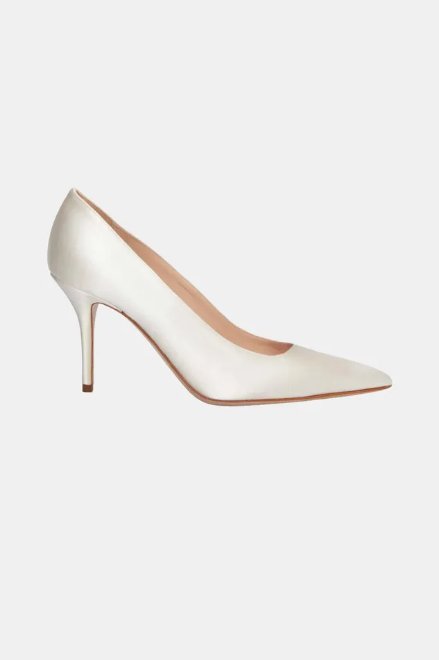 Emilia Wickstead Sophia Shoe In Ivory Satin Women Shoes