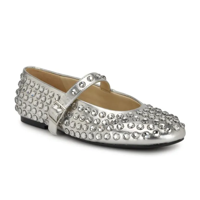 Emmil Mary Jane Flats Silver Women Nine West Flats Emmil Mary Jane Flats Silver Women Nine West Flats
