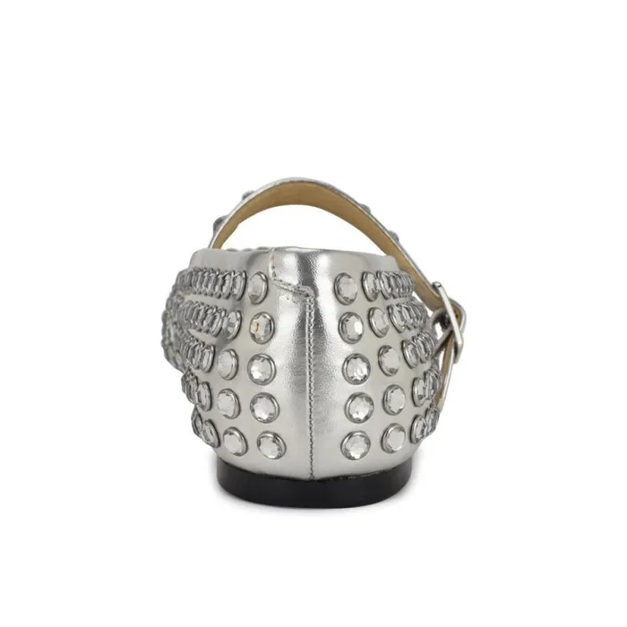 Emmil Mary Jane Flats Silver Women Nine West Flats Emmil Mary Jane Flats Silver Women Nine West Flats