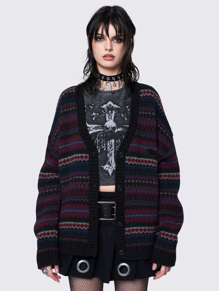 Enya Jacquard Knit Cardigan Women Minga London Knitwear