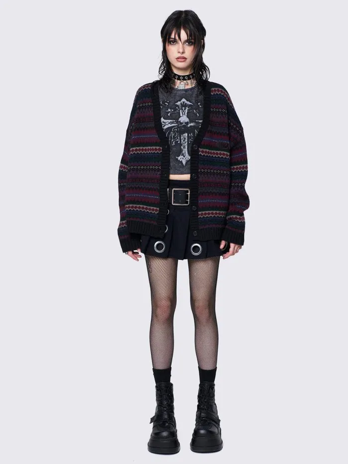 Enya Jacquard Knit Cardigan Women Minga London Knitwear