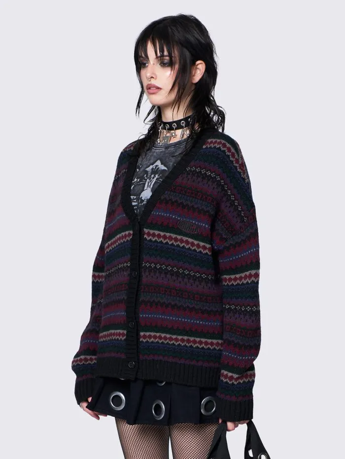 Enya Jacquard Knit Cardigan Women Minga London Knitwear