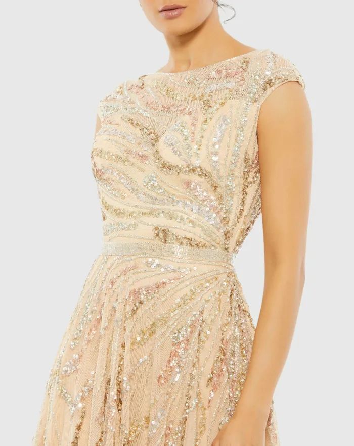 Evening Gowns Cap Sleeve Embellished Evening Gown Plum Mac Duggal Women