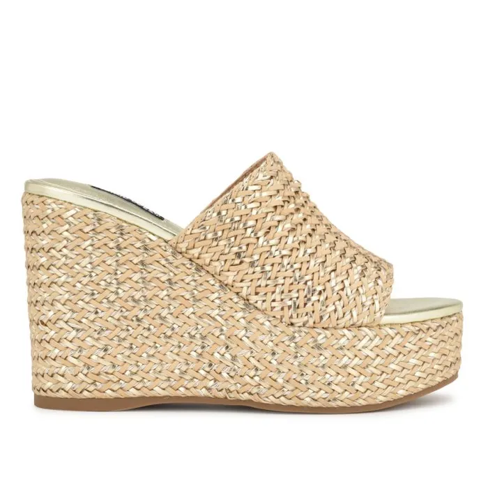 Everie Espadrille Wedge Sandals Natural Platino Women Nine West Sandals