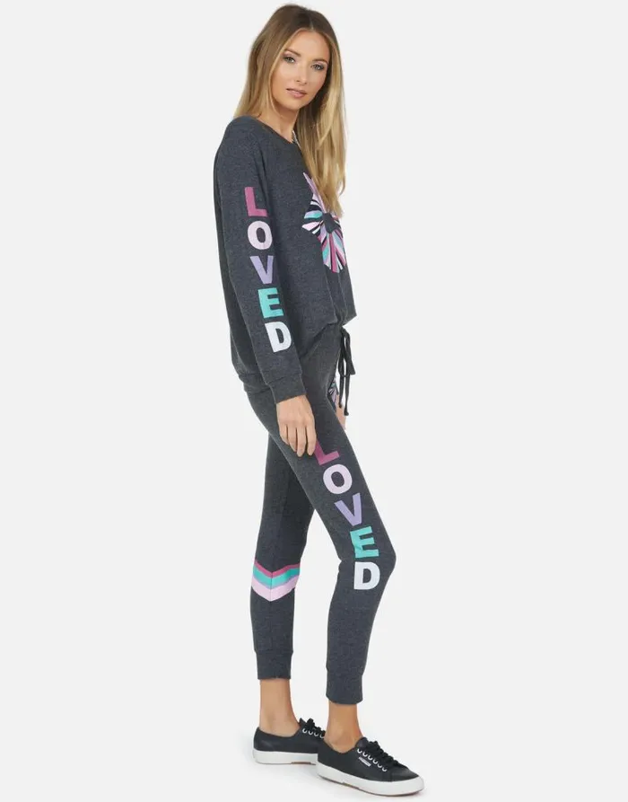 Everly Rainbow Ray Lip Heather Black Women Lauren Moshi Long Sleeve