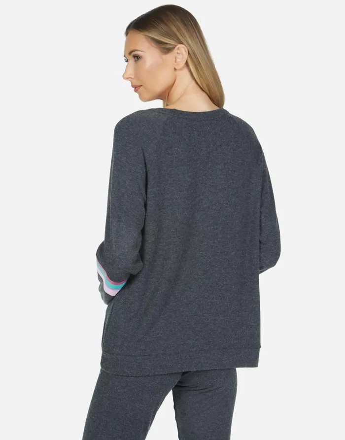 Everly Rainbow Ray Lip Heather Black Women Lauren Moshi Long Sleeve