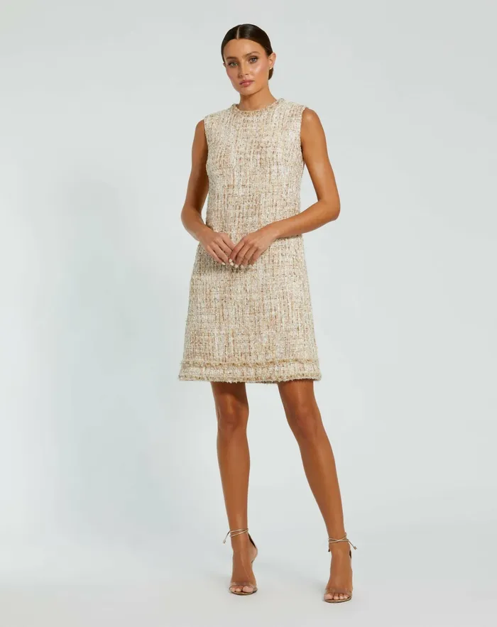 Every Day Dresses Beaded Trim ALine Mini Shift Dress Blush 8211 Mac Duggal Women