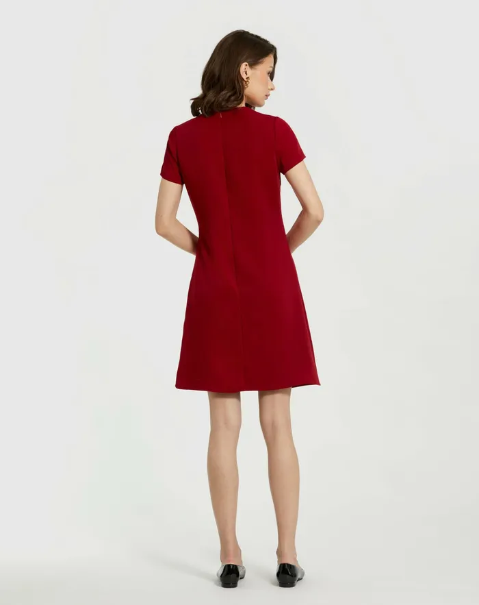 Every Day Dresses Crepe Cap Sleeve Mini Dress With 3D Flower Details Garnet Mac Duggal Women