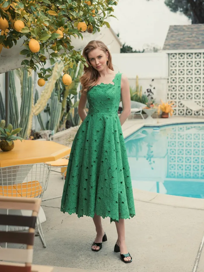 Every Day Dresses Women Mac Duggal Embroidered Floral A Line Midi Dress Spring Green