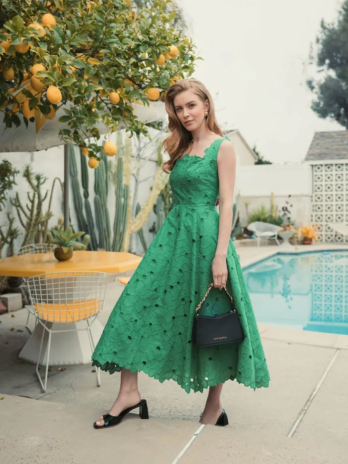 Every Day Dresses Women Mac Duggal Embroidered Floral A Line Midi Dress Spring Green