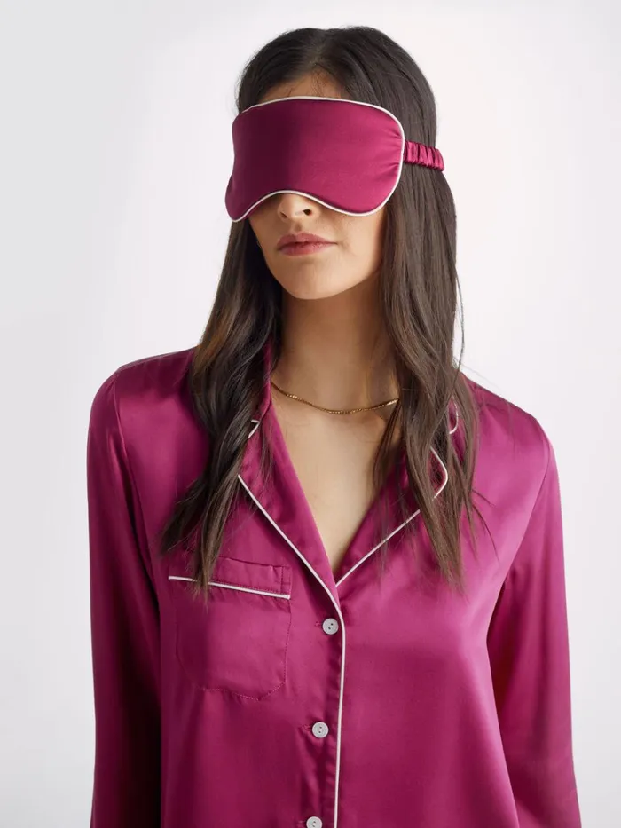 Eye Masks MenWomen Derek Rose Eye Mask Bailey Silk Satin Berry