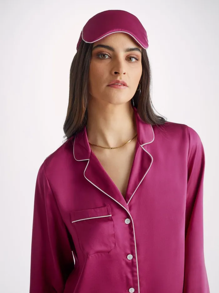 Eye Masks MenWomen Derek Rose Eye Mask Bailey Silk Satin Berry