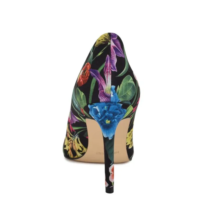 Ezra Pointy Toe Pumps Black Floral Women Nine West Heels Ezra Pointy Toe Pumps Black Floral Women Nine West Heels