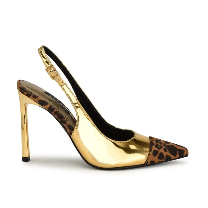 Fabele Pointy Toe Slingback Pumps Bronzeleopard Women Nine West Heels