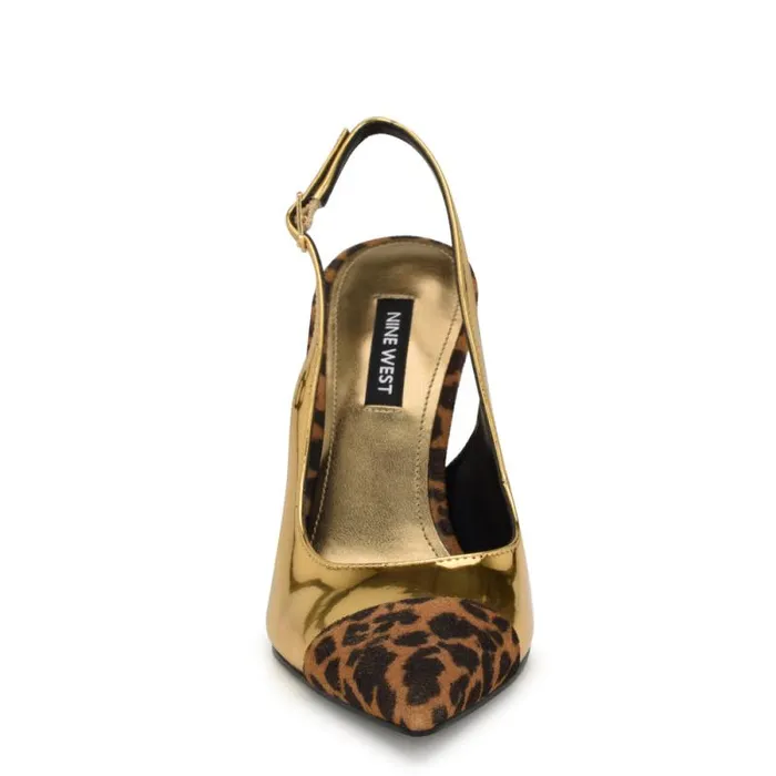 Fabele Pointy Toe Slingback Pumps Bronzeleopard Women Nine West Heels