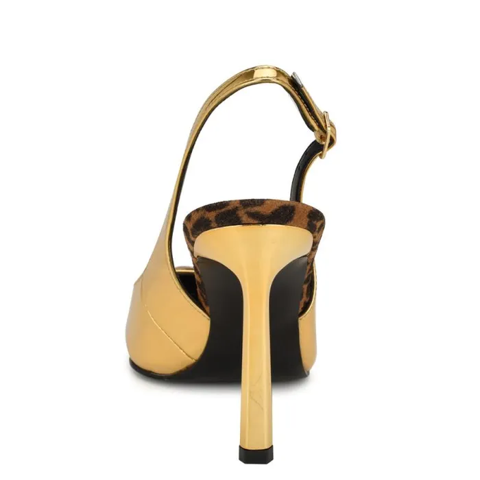 Fabele Pointy Toe Slingback Pumps Bronzeleopard Women Nine West Heels