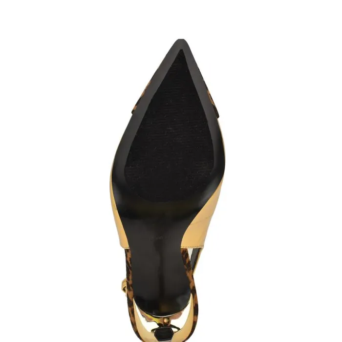 Fabele Pointy Toe Slingback Pumps Bronzeleopard Women Nine West Heels