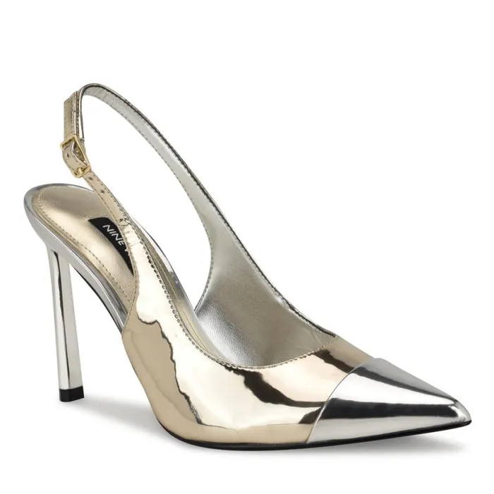 Fabele Pointy Toe Slingback Pumps Platino Women Nine West Heels Fabele Pointy Toe Slingback Pumps Platino Women Nine West Heels