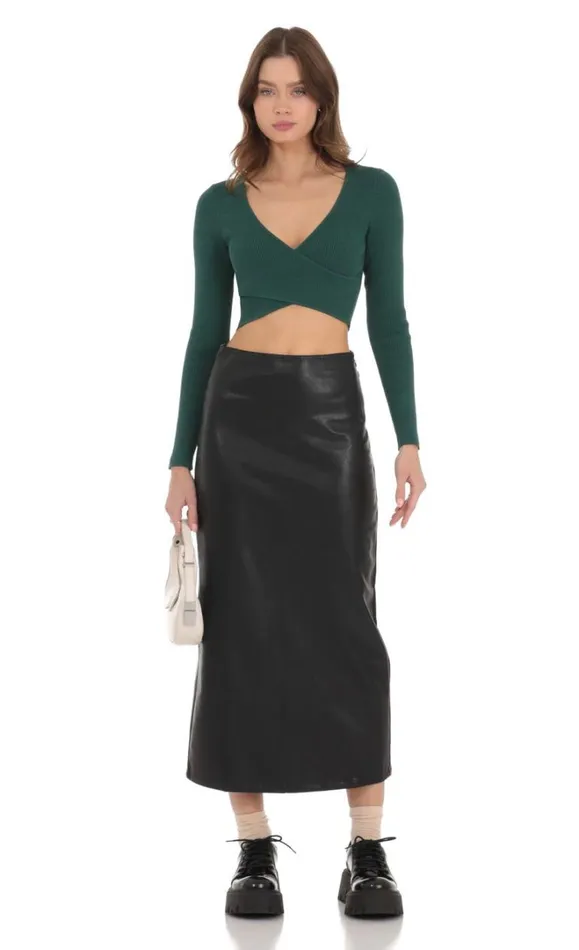 Faux Leather Maxi Skirt Black Women LUCY IN THE SKY Skirts