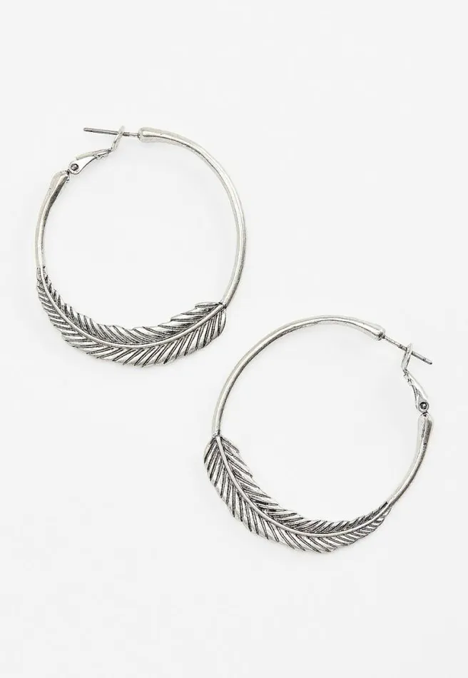 Feather Hoop Earrings Women Maurices Jewelry