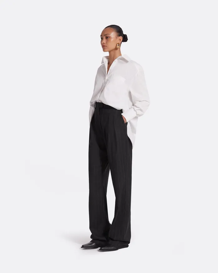 Ferna Black Pinstripe Trousers Black Women Trousers Safiyaa