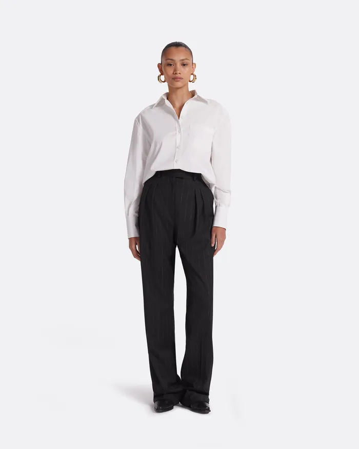 Ferna Black Pinstripe Trousers Black Women Trousers Safiyaa
