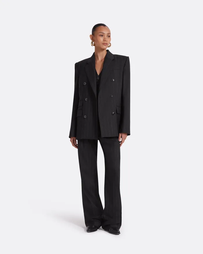 Ferna Black Pinstripe Trousers Black Women Trousers Safiyaa