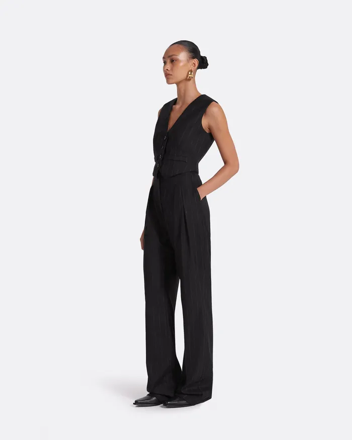 Ferna Black Pinstripe Trousers Black Women Trousers Safiyaa