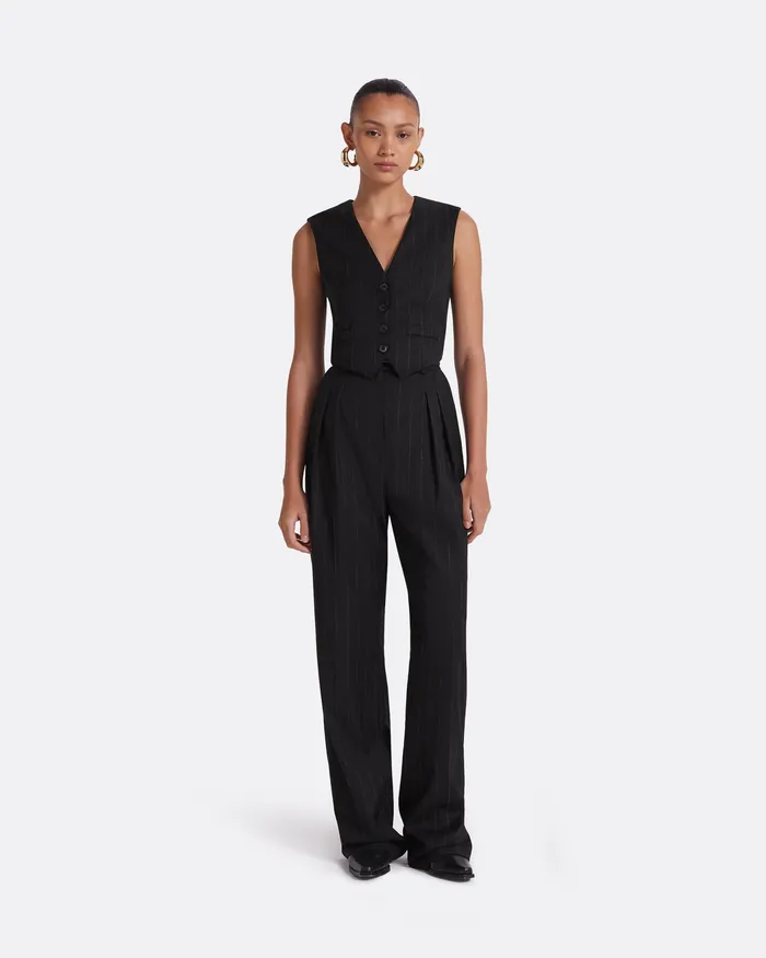 Ferna Black Pinstripe Trousers Black Women Trousers Safiyaa
