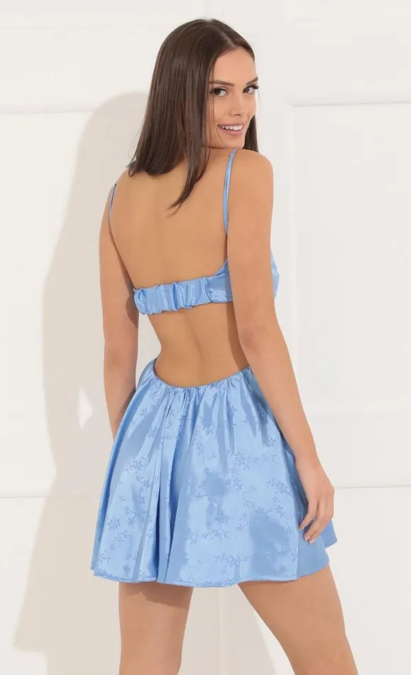 Fit And Flare Dress Satin Blue Women LUCY IN THE SKY Mini Dresses Fit And Flare Dress Satin Blue Women LUCY IN THE SKY Mini Dresses