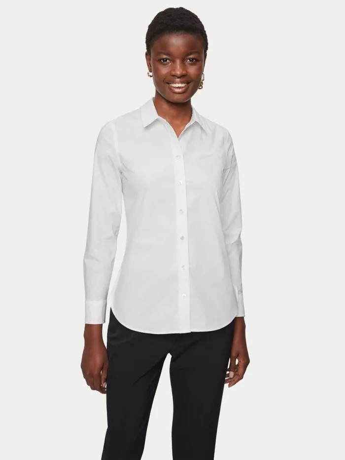 Fitted Cotton Shirt White Women Jigsaw Shirts and Tops
