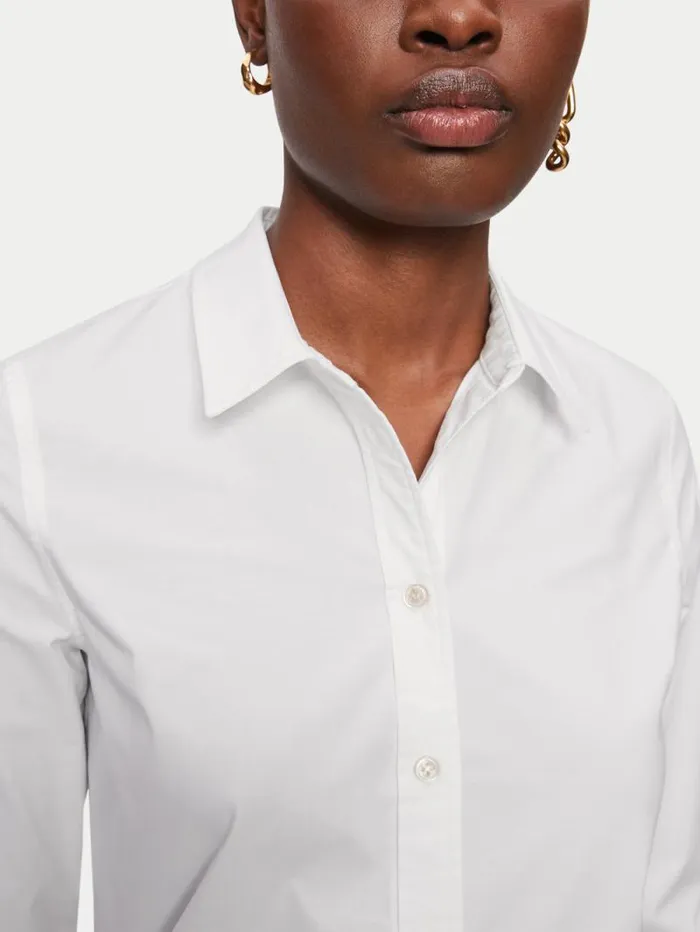 Fitted Cotton Shirt White Women Jigsaw Shirts and Tops