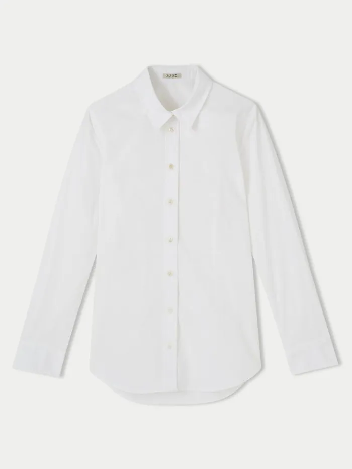 Fitted Cotton Shirt White Women Jigsaw Shirts and Tops