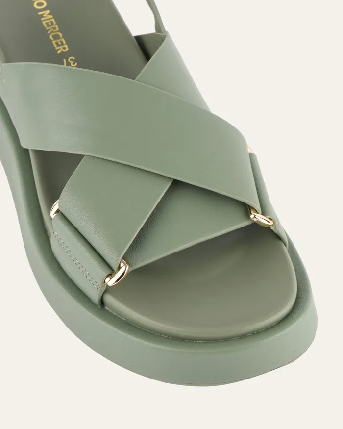FLAT SANDALS jomercer Women Marley flat sandals pistachio green leather