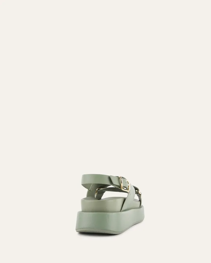 FLAT SANDALS jomercer Women Marley flat sandals pistachio green leather
