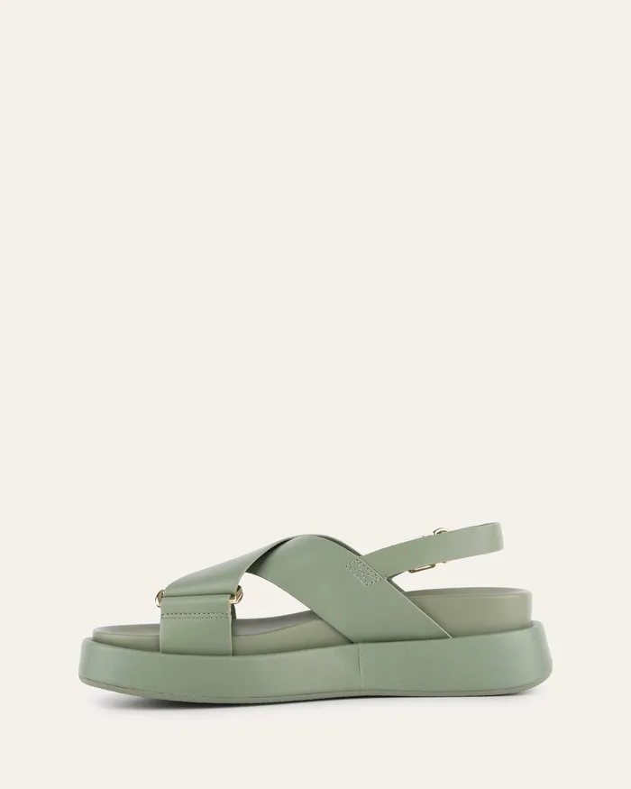 FLAT SANDALS jomercer Women Marley flat sandals pistachio green leather