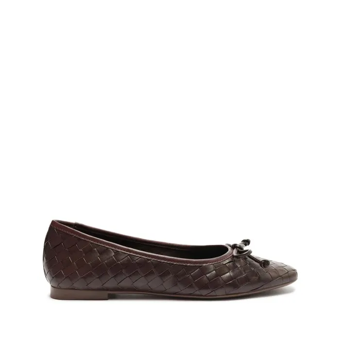 Flats Arissa Woven Leather Flat Dark Chocolate Schutz Shoes Ballerinas