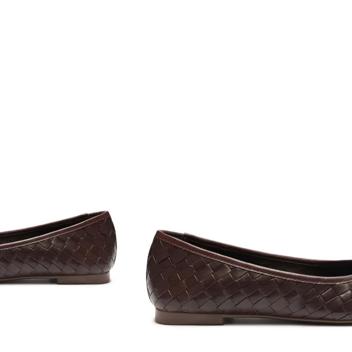 Flats Arissa Woven Leather Flat Dark Chocolate Schutz Shoes Ballerinas