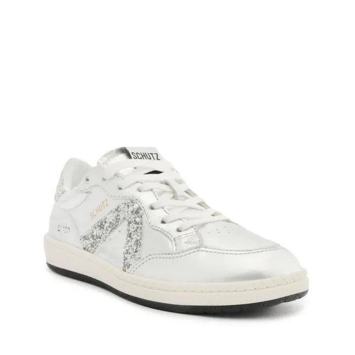Flats ST001 Leather Sneaker Silver Schutz Shoes Sneakers