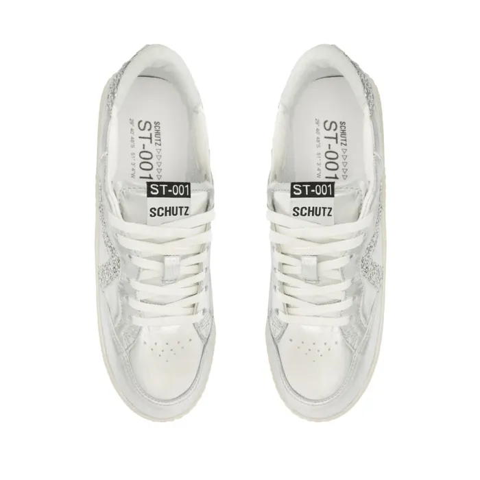Flats ST001 Leather Sneaker Silver Schutz Shoes Sneakers