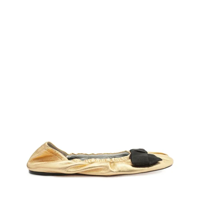 Flats Suzanne Leather Flat Gold Schutz Shoes Ballerinas