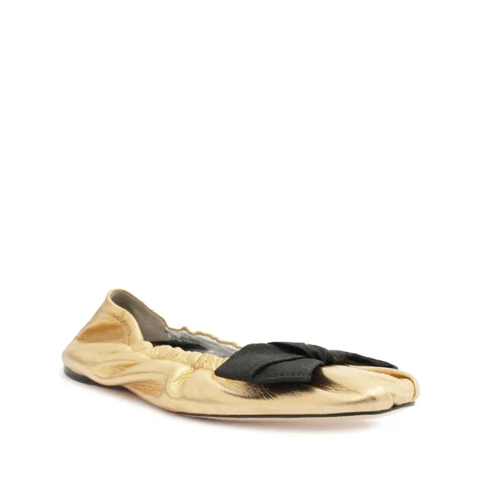Flats Suzanne Leather Flat Gold Schutz Shoes Ballerinas