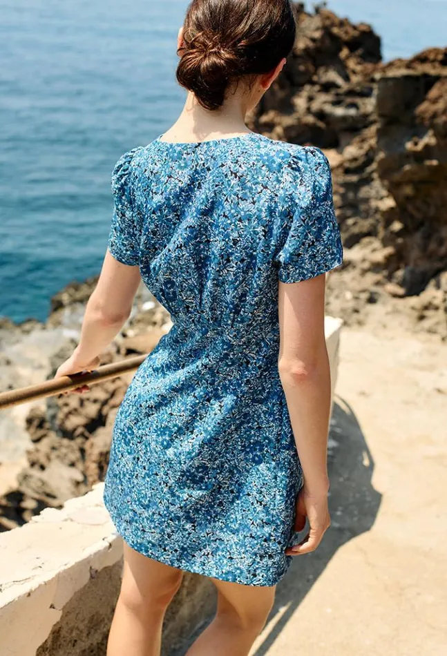Fleurine Blue Print Satin Mini Dress Women Ciao Lucia Mini Dresses