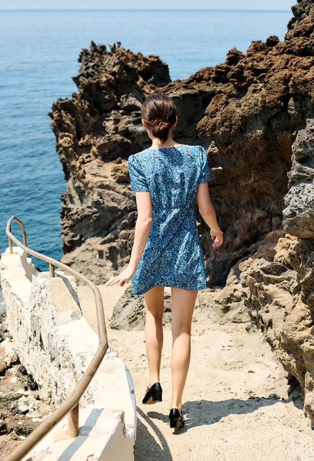 Fleurine Blue Print Satin Mini Dress Women Ciao Lucia Mini Dresses