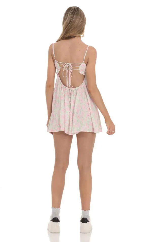 Floral Babydoll Dress White Women LUCY IN THE SKY Mini Dresses Floral Babydoll Dress White Women LUCY IN THE SKY Mini Dresses