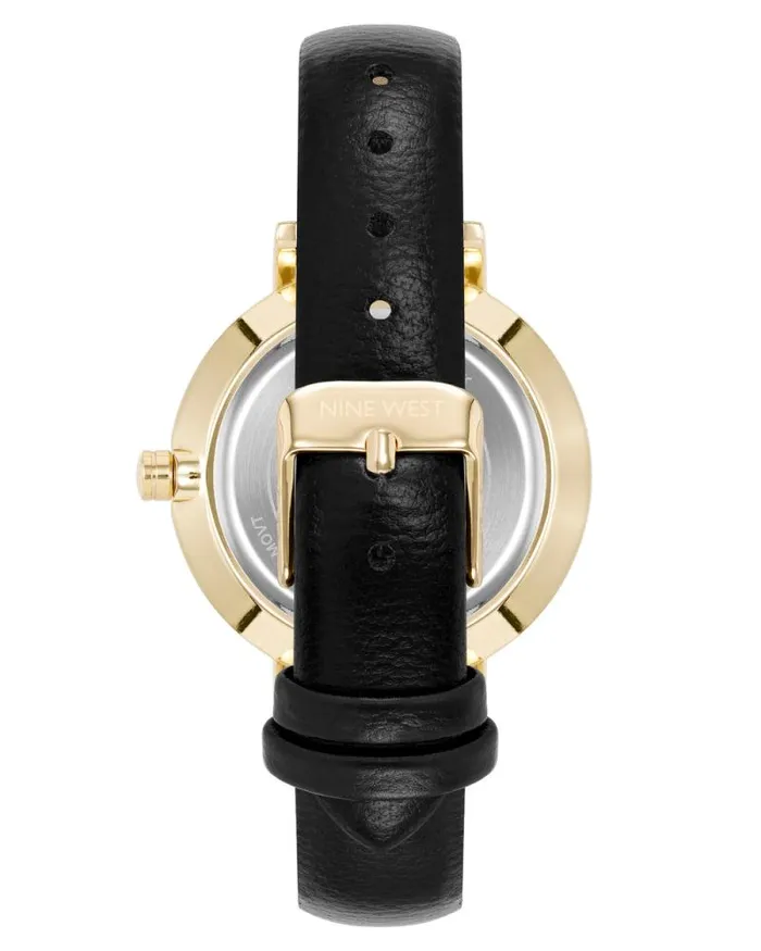 Floral Design Dial Strap Watch Blackgold Women Nine West Straps Floral Design Dial Strap Watch Blackgold Women Nine West Straps