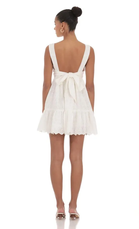 Floral Eyelet Dress White Women LUCY IN THE SKY Mini Dresses
